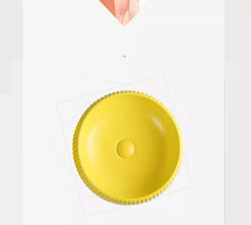 Yellow White Handmade Sink