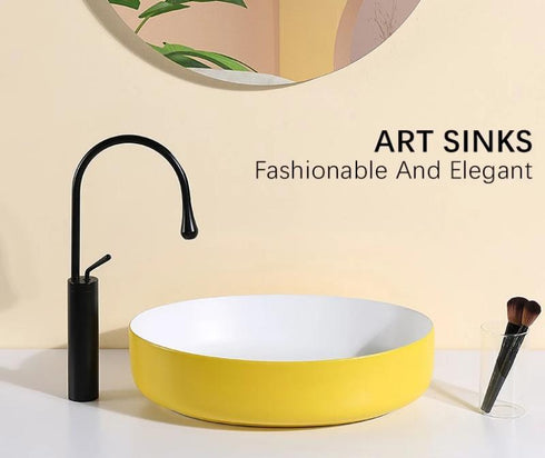 Yellow Round Vessel Sinks